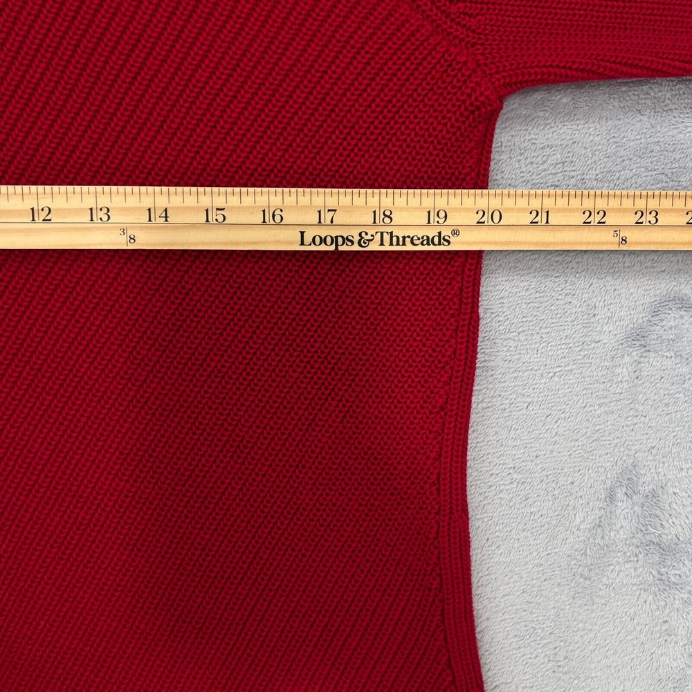 Talbots Red Cotton Blend Ribbed Knit Sweater Medium Cowl Neck Knit Pullover‎ Top - Picture 10 of 12